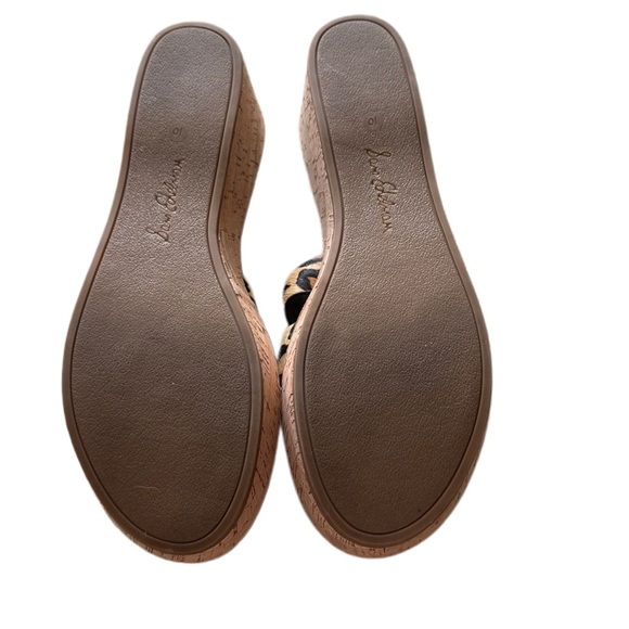 Sam Edelman Leopard Print on Dyed Horse Hair Wedges with Wood Like Detail - Picture 2 of 4